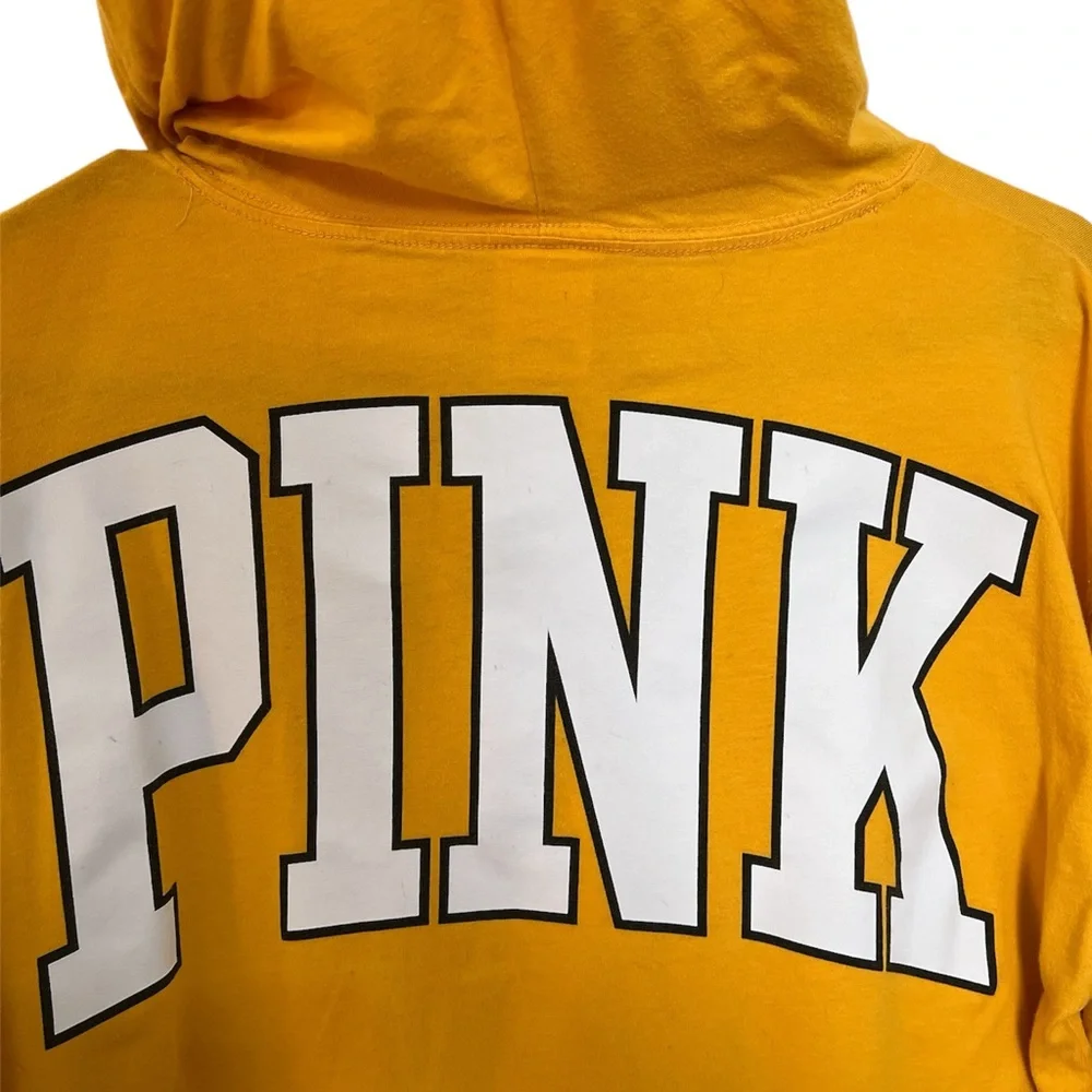 Victoria's Secret Pink Hoodie Varsity Tee Shirt in Golden SZ M | Yellow VS Pink - Picture 3 of 12